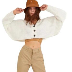 Urban Outfitters Cropped Knit White Cardigan